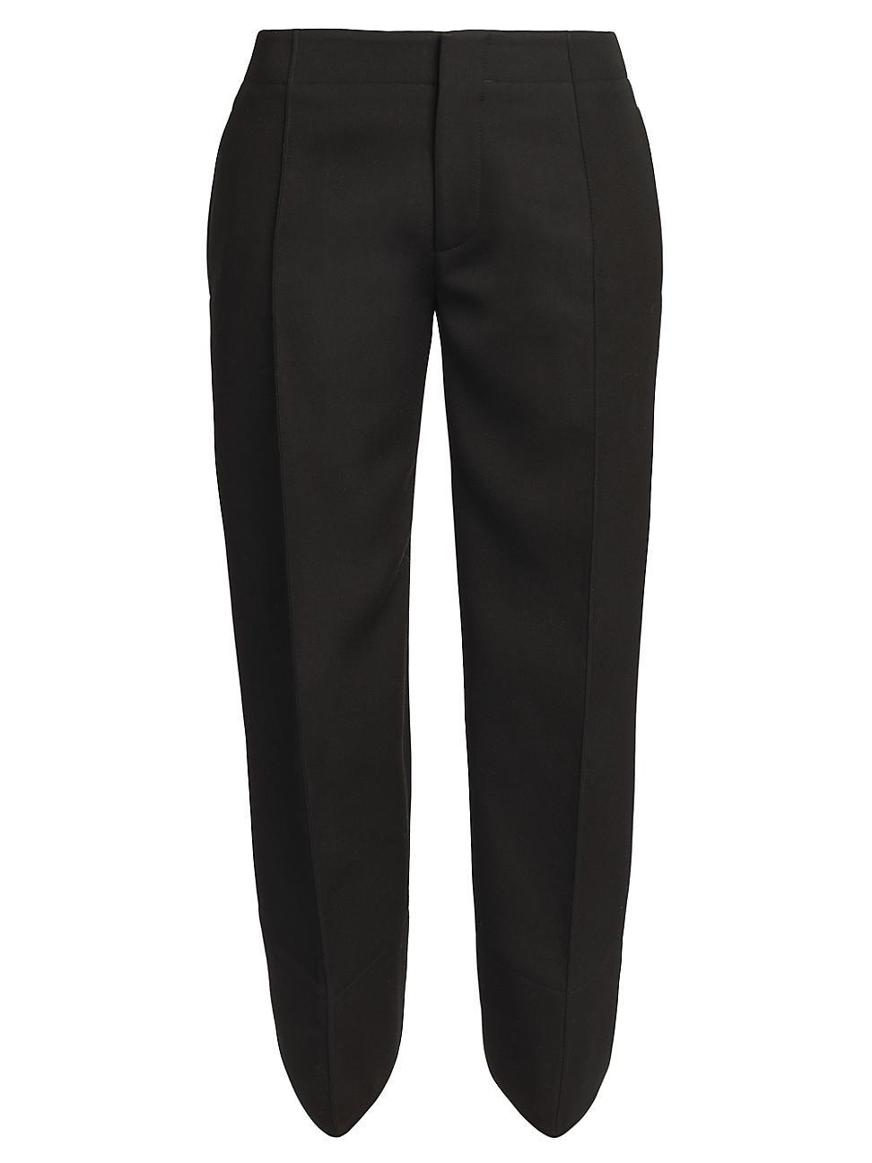 Womens Compact Wool Flat-Front Trousers Product Image