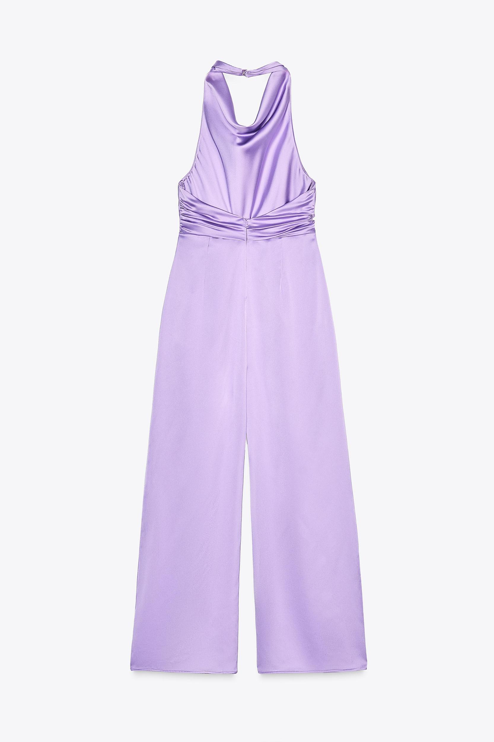 SATIN EFFECT HALTER JUMPSUIT Product Image