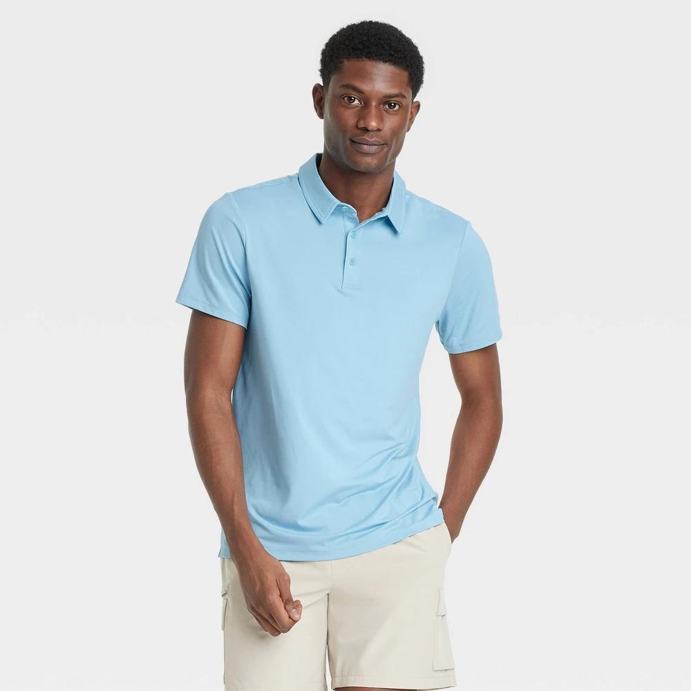 Mens Short Sleeve Jersey Polo Shirt - All In Motion Light Blue M Product Image