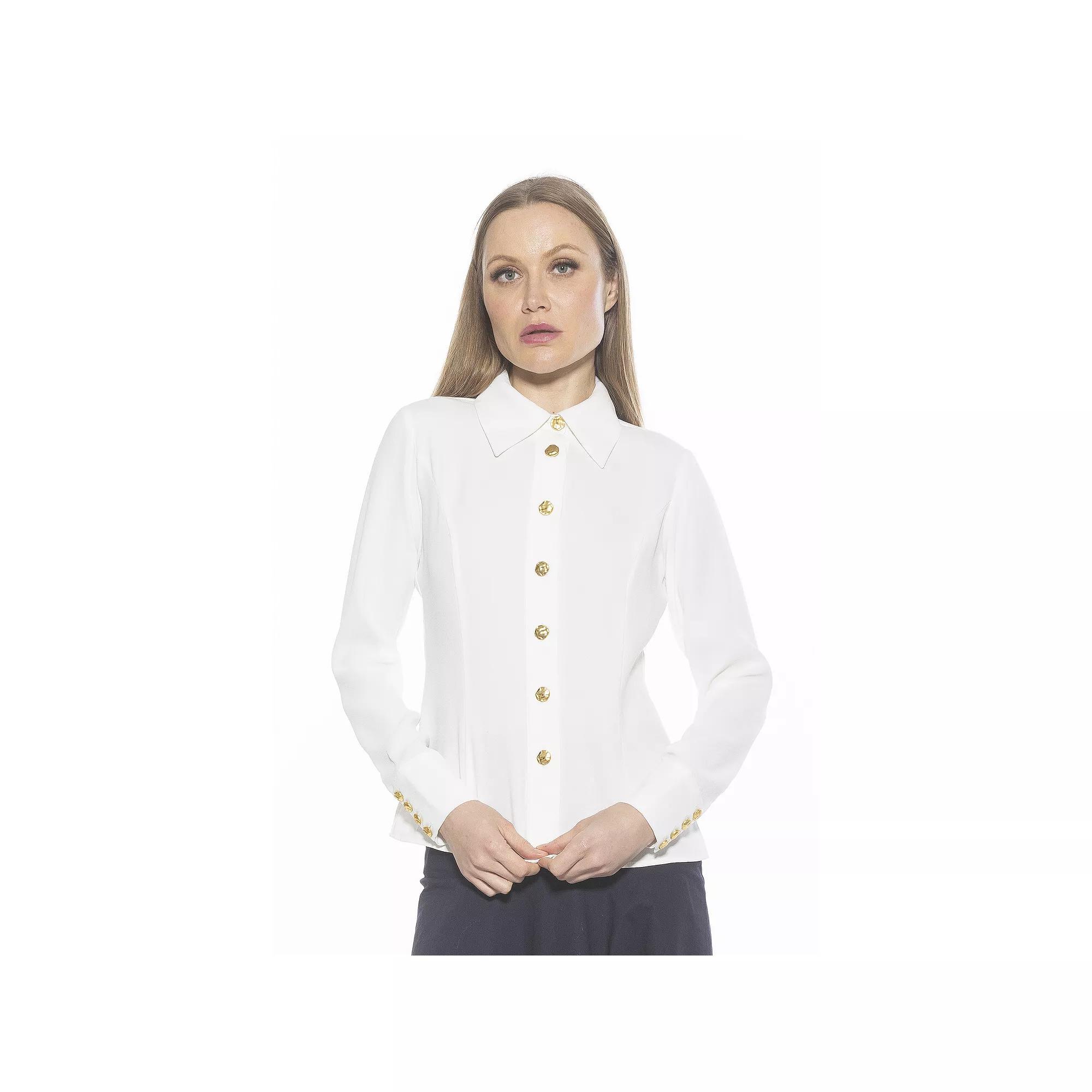Women's ALEXIA ADMOR Leland Collared Button Down Shirt With Wide Cuff,  Product Image