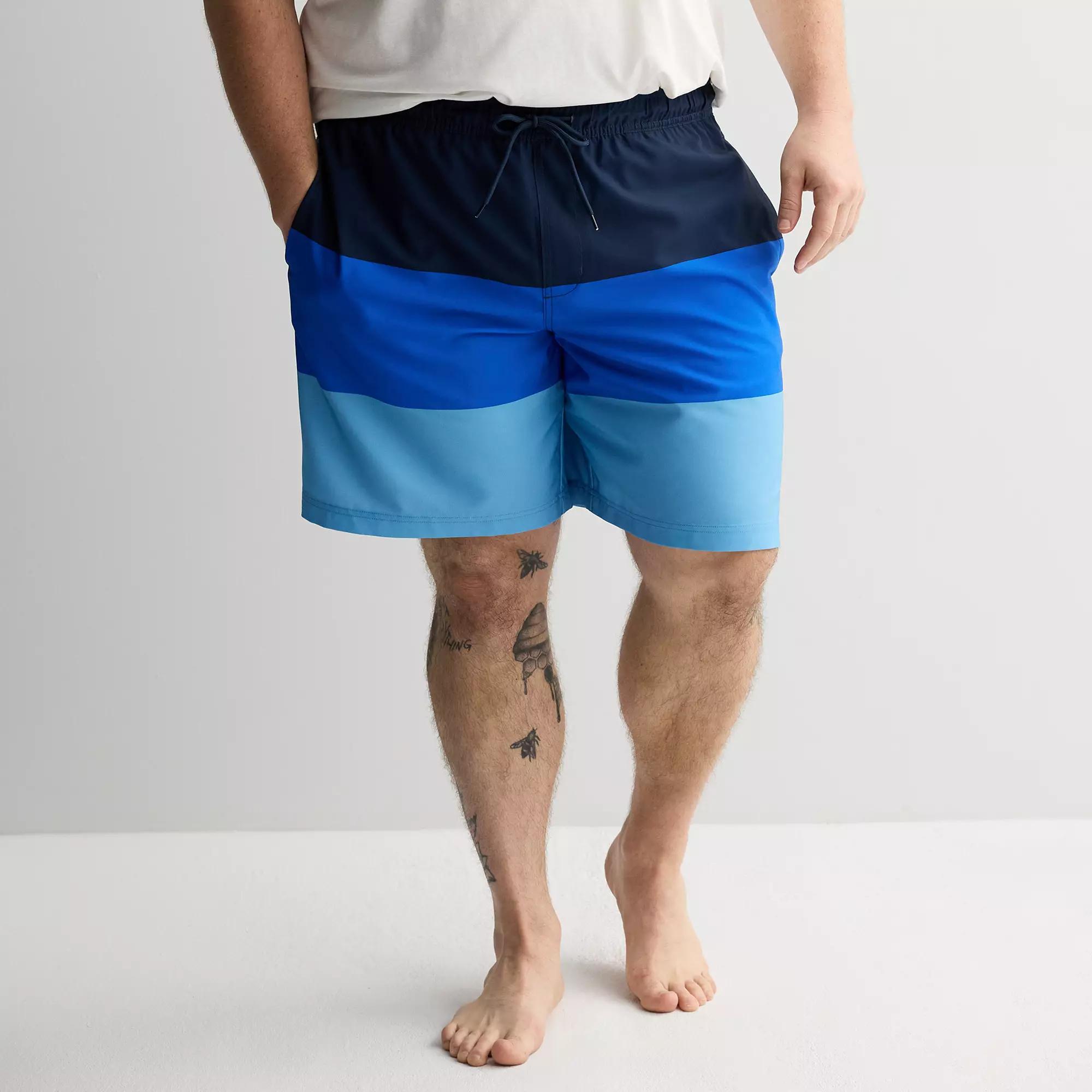 Big & Tall Trinity Coast Colorblock Swim Trunks, Mens Blue Colorblock Product Image