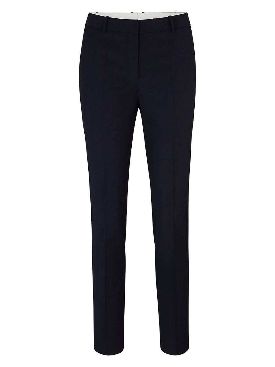 Womens Cropped Regular-Fit Trousers In Wool Size 0 Product Image