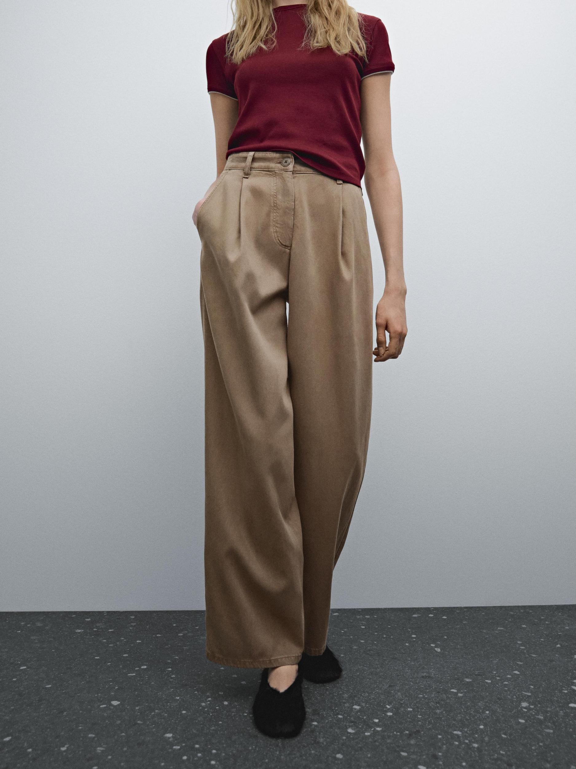 Flowing cotton blend trousers Product Image