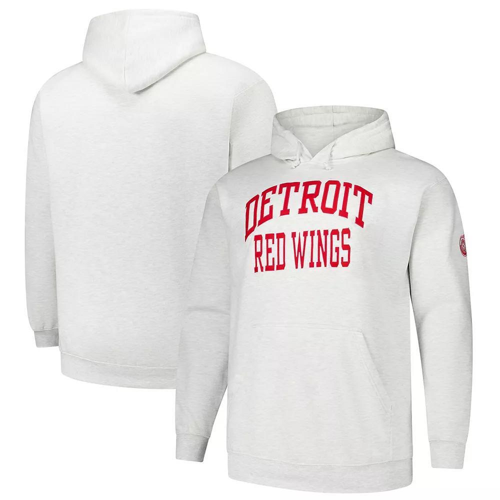Men's Fanatics Heather Gray Detroit Red Wings Big & Tall Fleece Pullover Hoodie, Size: 2XLT, Grey Product Image