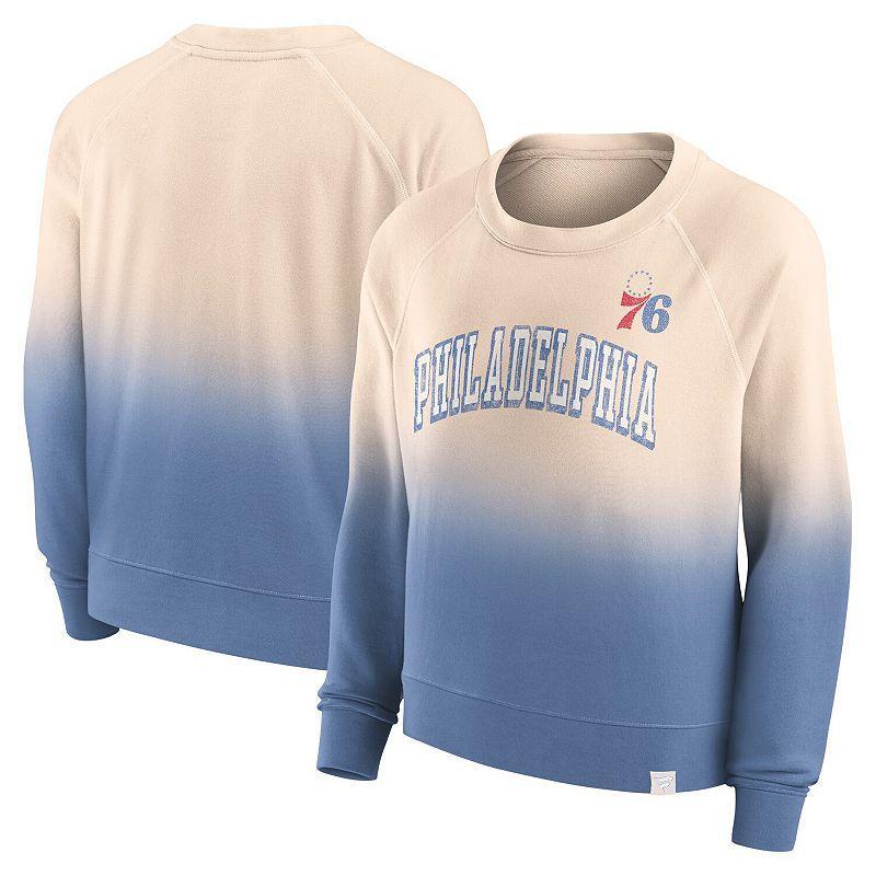 Women's Fanatics Branded Tan/Royal Philadelphia 76ers Lounge Arch Raglan Pullover Sweatshirt,  Product Image