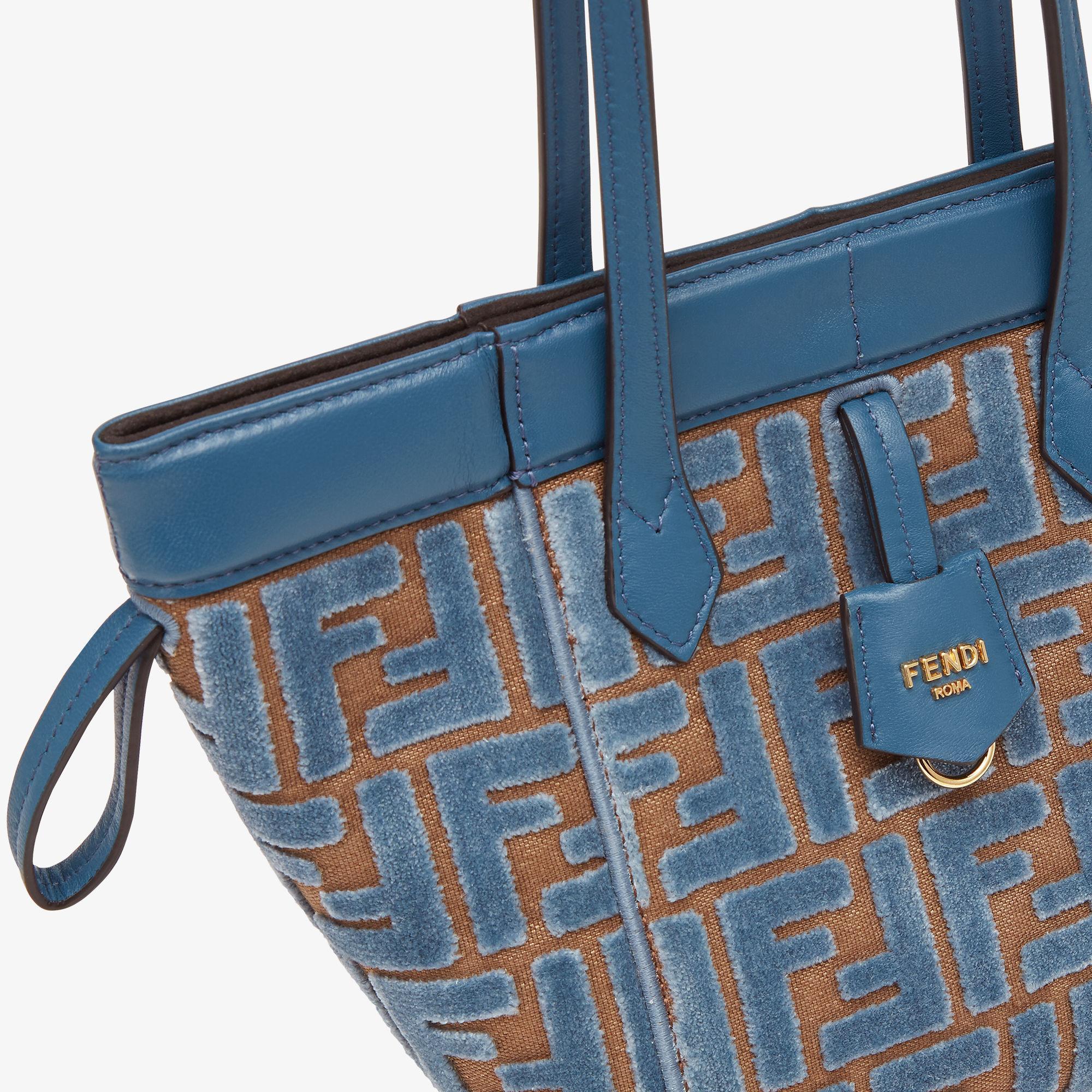 Fendi Origami MiniTransformable light blue FF jacquard velvet mini-bag Product Image