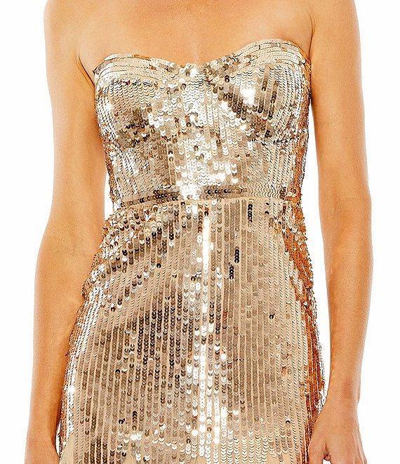 Mac Duggal Sequin Mesh Strapless Sweetheart Neck A-Line Gown Product Image