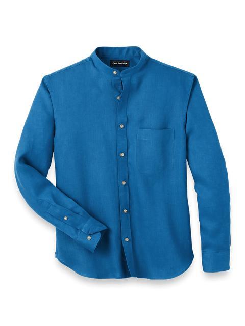 Linen Solid Casual Shirt - Dark Blue Product Image