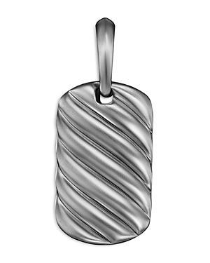 Mens Sculpted Cable Tag in Sterling Silver, 27MM Product Image