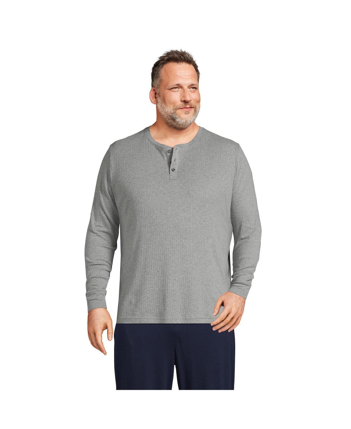 Big & Tall Lands' End Knit Ribbed Pajama Henley, Men's, Size: 2XB, Pewter Grey Product Image