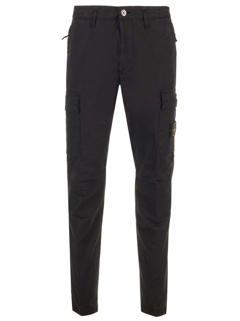 STONE ISLAND Cotton Cargo Trousers In Black Product Image