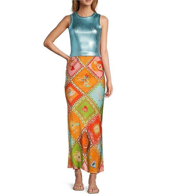 Never Fully Dressed Ribbed Metallic Crew Neck Sleeveless Tank Top Product Image