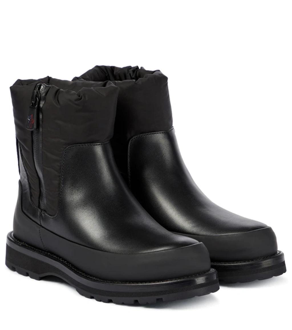 MONCLER Rain Don't Care Paneled Leather And Shell Ankle Boots In Black Product Image