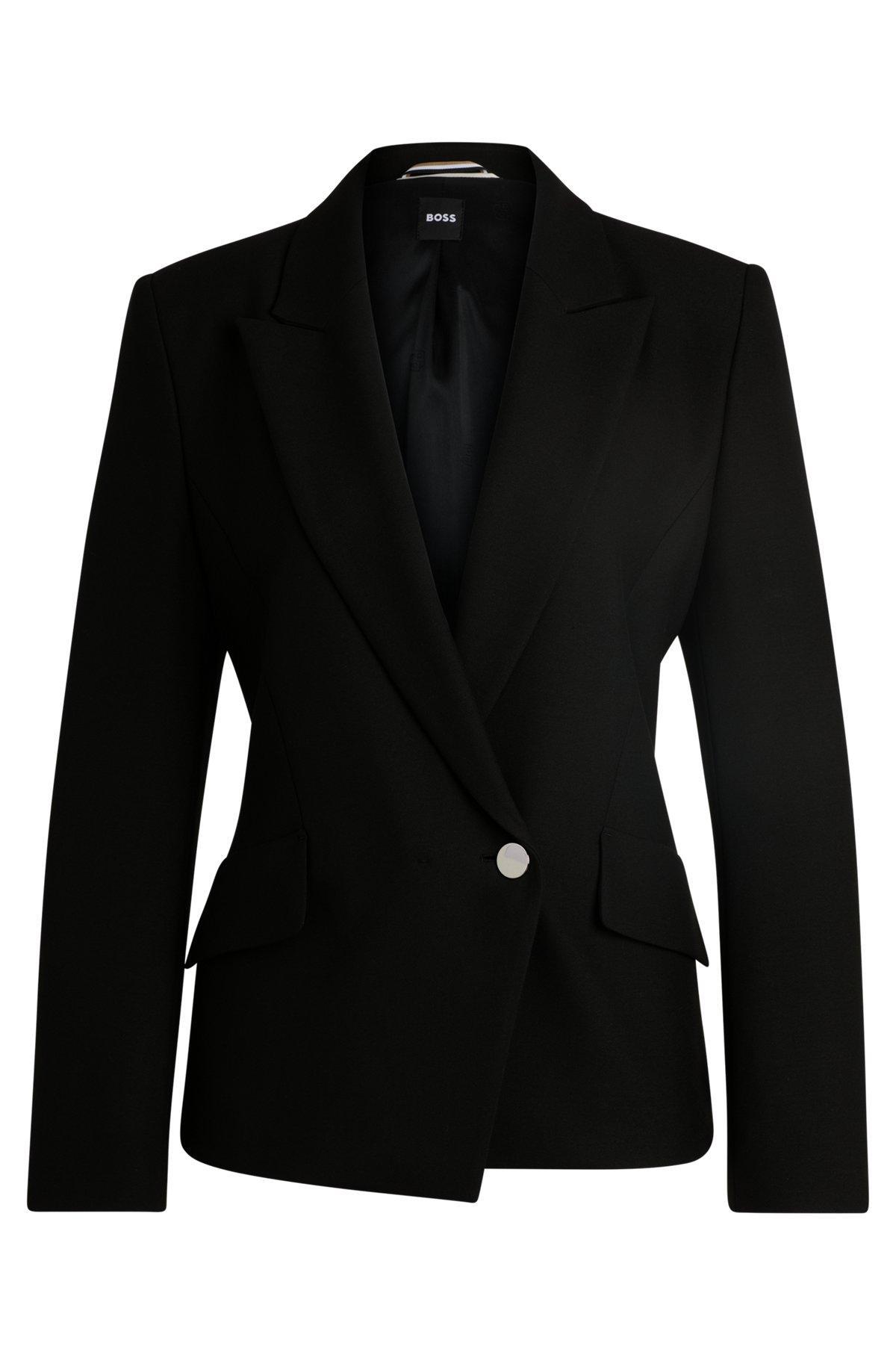 BOSS - Regular-fit double-breasted jacket in stretch material - Black Product Image