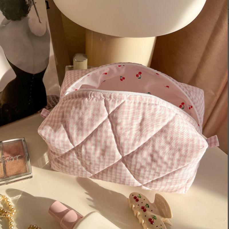 Plaid Fabric Makeup Bag Product Image