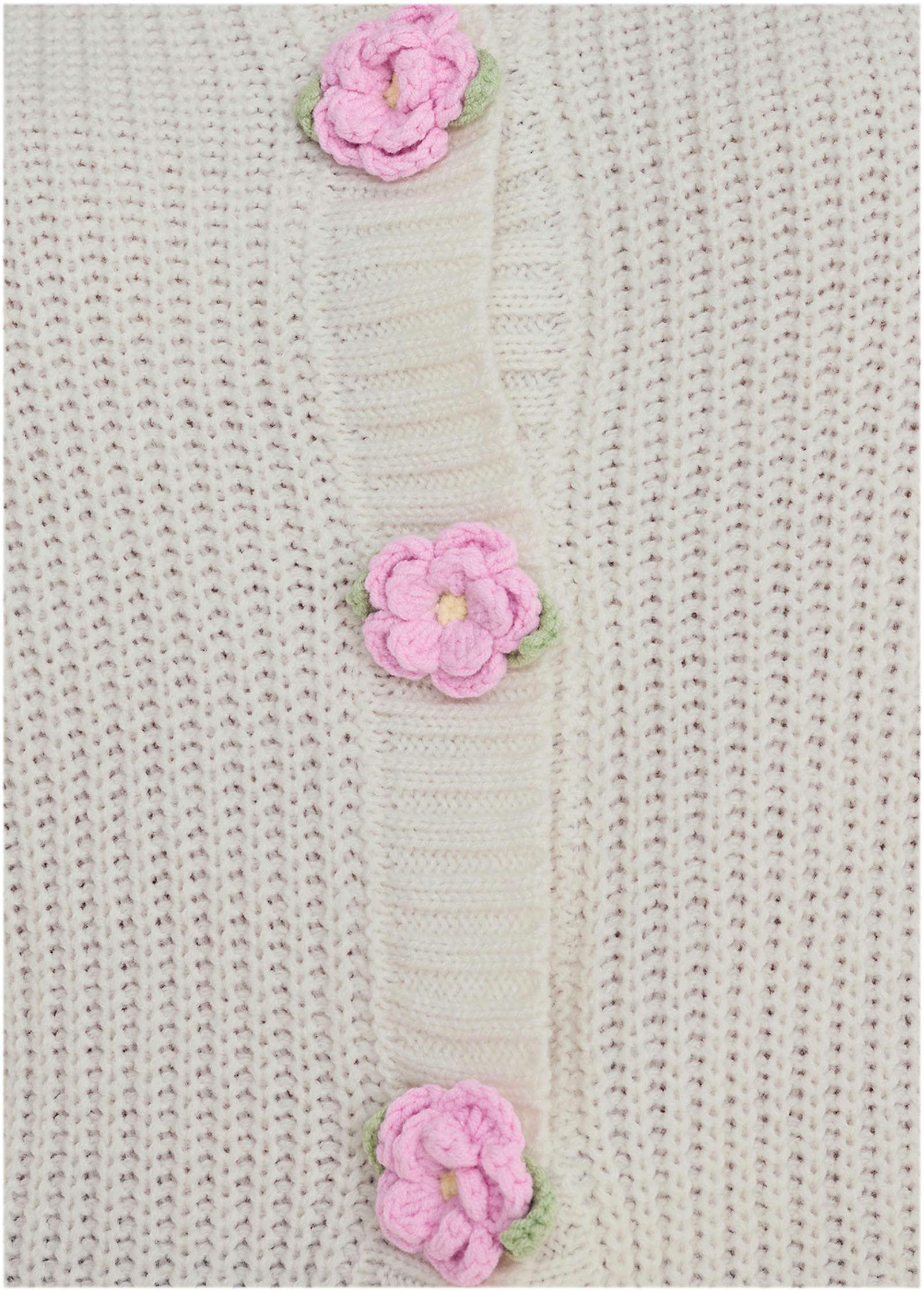 Rose Button Cardigan - Off White Product Image