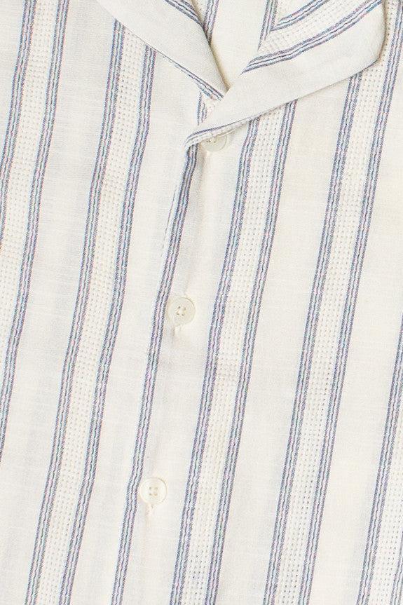Navy Striped Textured Button Up Shirt Product Image