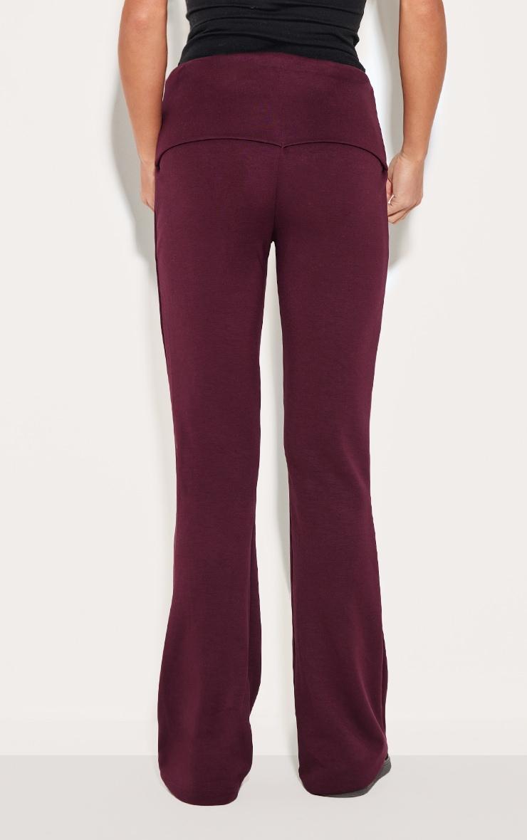 Burgundy Premium Soft Touch Foldover Yoga Flares Product Image