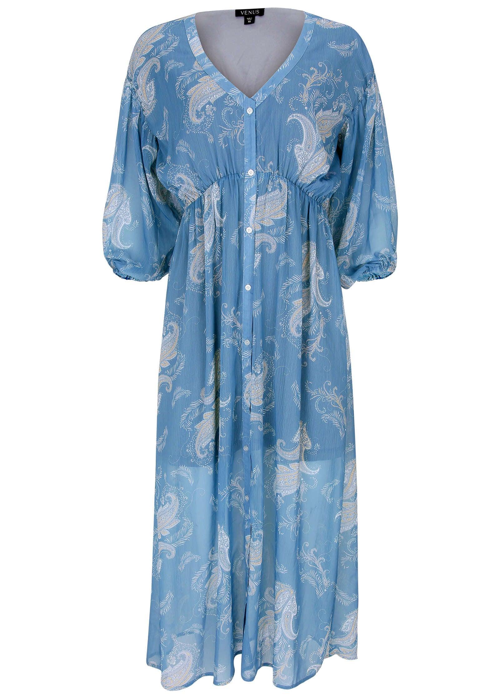 Button Down Maxi Dress - Blue Product Image