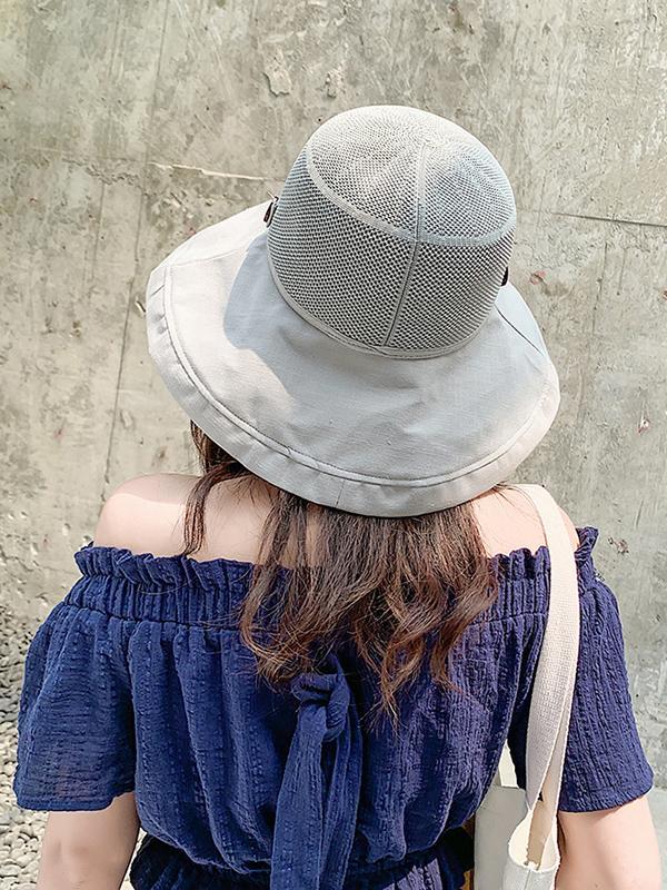 Hollow Lace-Up Printed Split-Joint Sun Hat Product Image