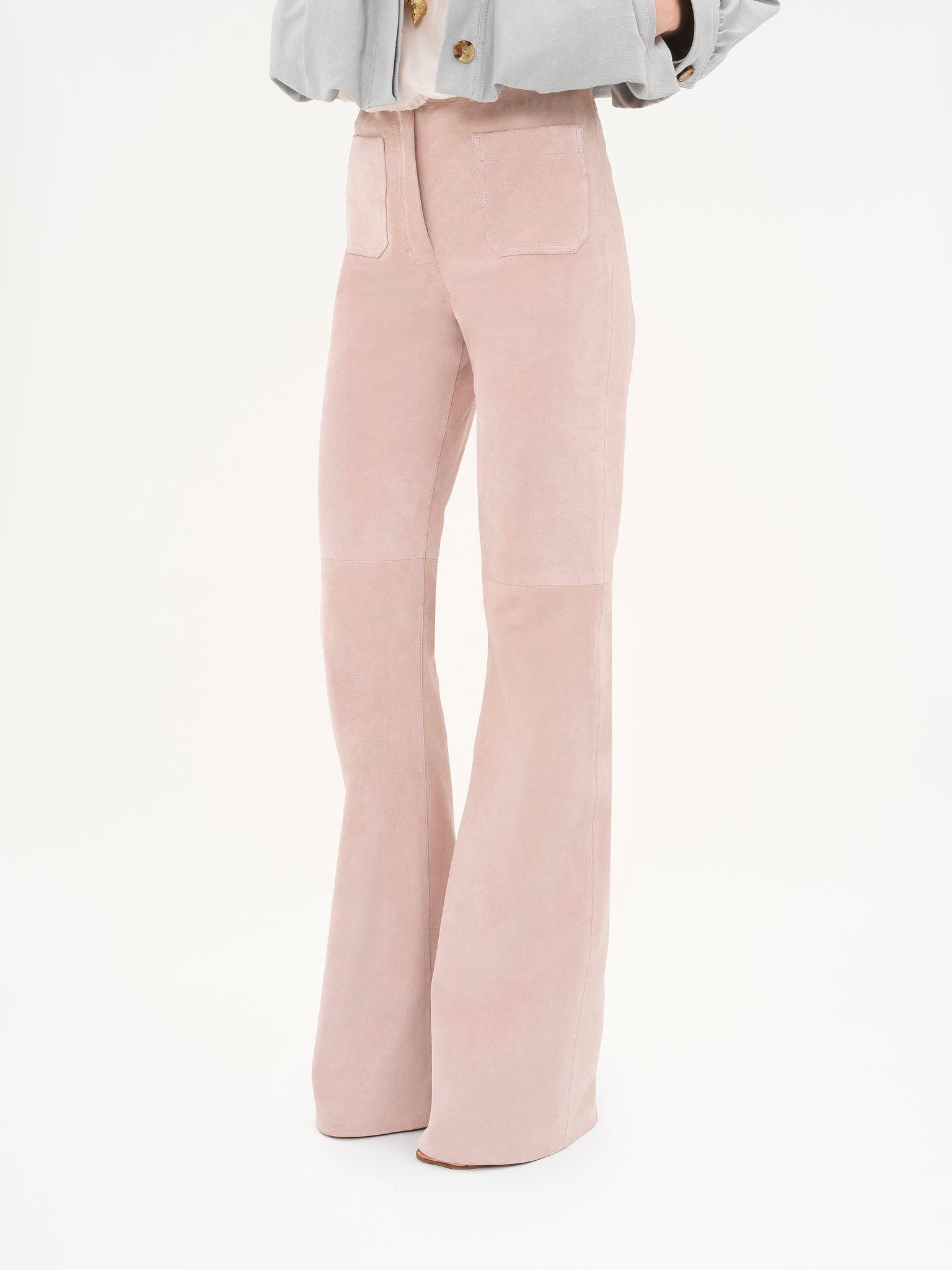 High-rise flared pants in suede Product Image