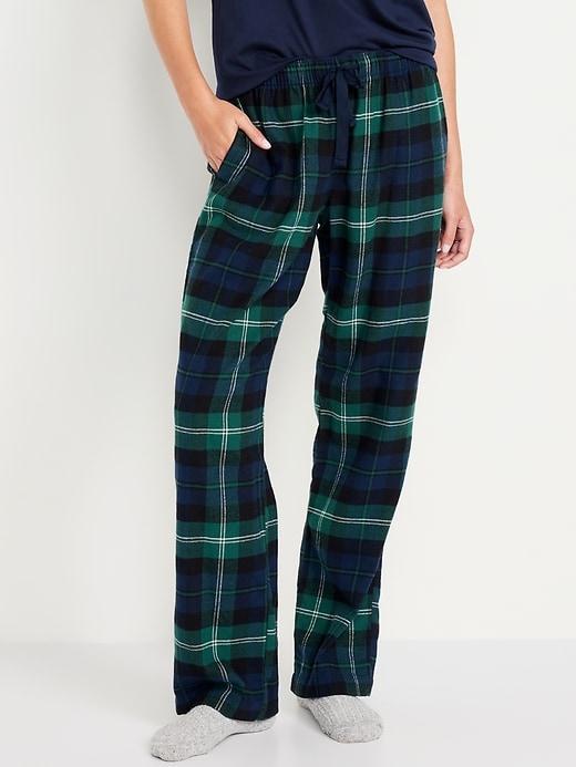 Mid-Rise Flannel Pajama Pants for Women Product Image