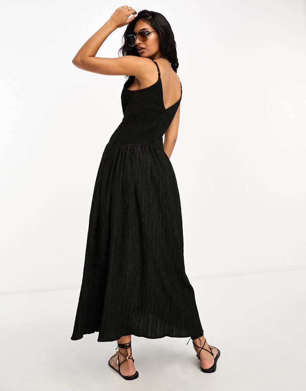 ASOS DESIGN full skirt midi crinkle sundress Product Image