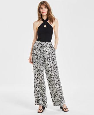 Bar Iii Womens Printed Wide-Leg Pants, Created for Macys Product Image