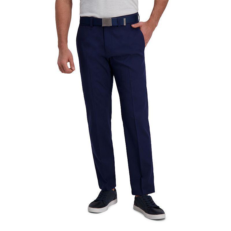 Mens Haggar Cool Right Performance Flex Straight-Fit Flat-Front Pants Black Product Image