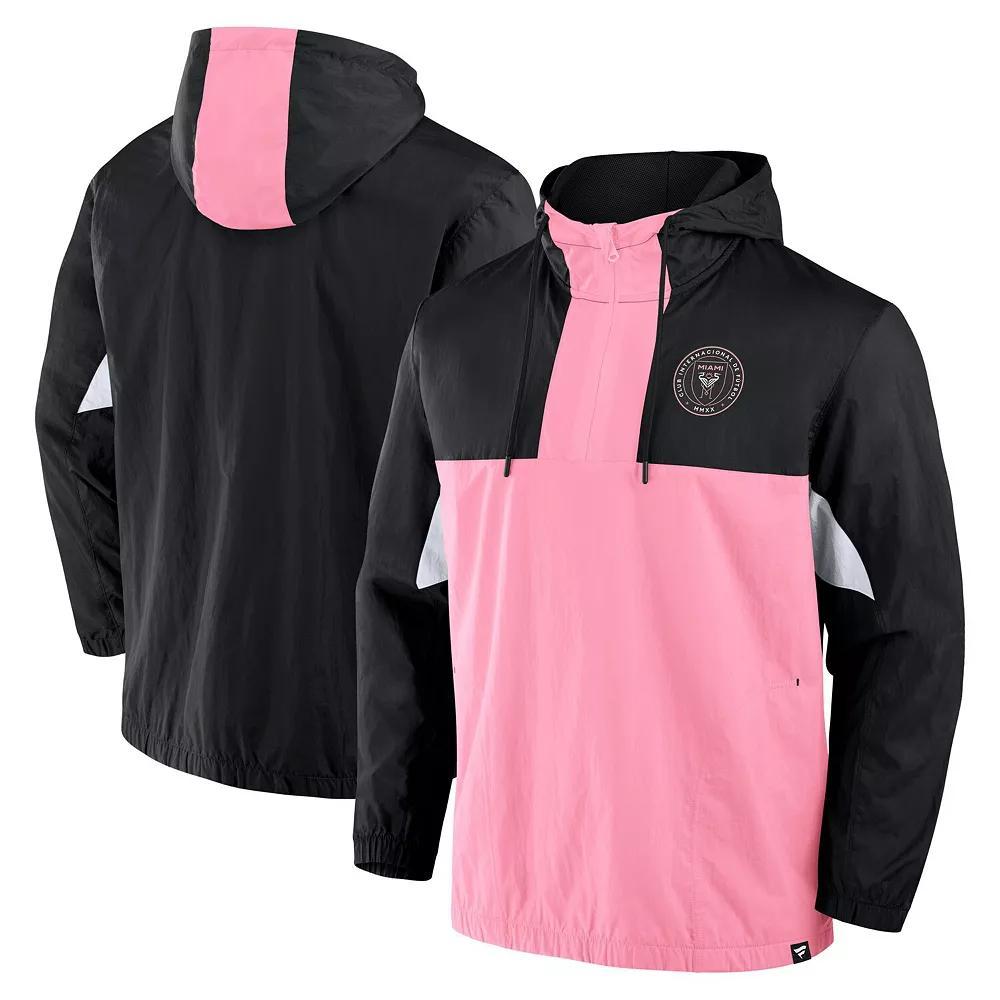 Men's Fanatics Black Inter Miami CF Free Kick Woven Quarter-Zip Hoodie Jacket, Size: Medium, Mls Black Product Image