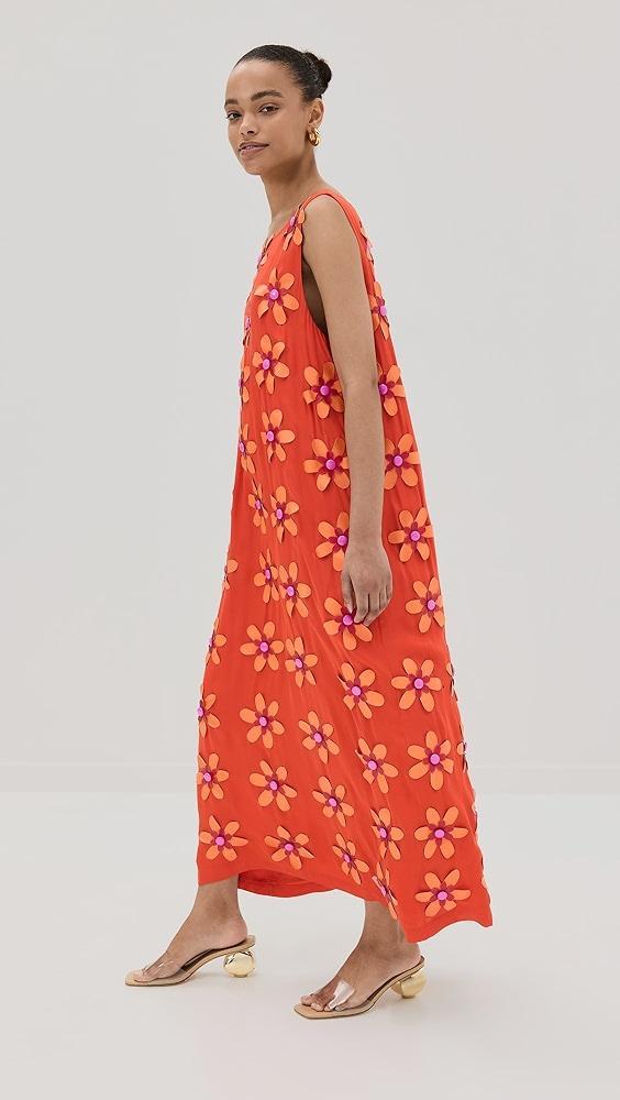 La Vie Style House Leather 3D Floral A-Line Dress | Shopbop Product Image