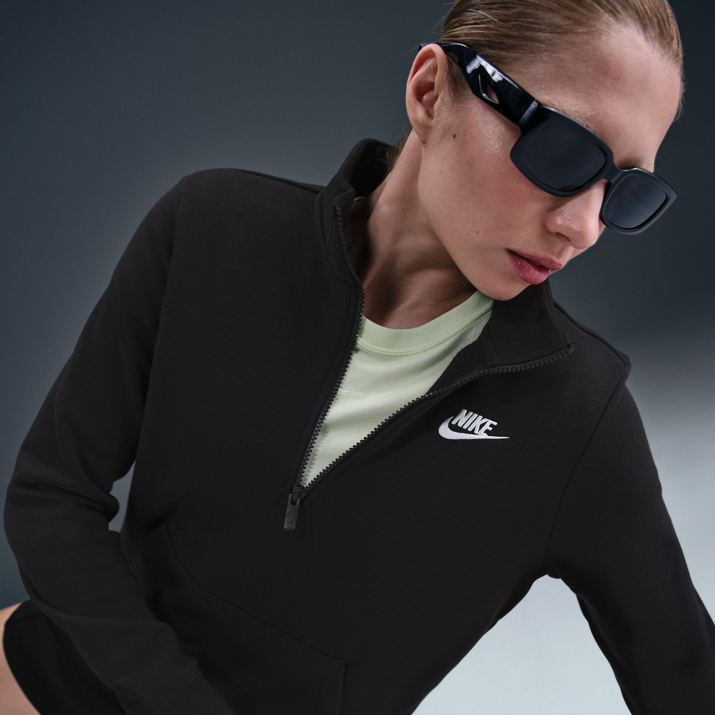 Womens Nike Sportswear Club Fleece 1/2-Zip Sweatshirt | DQ5838-010 Product Image