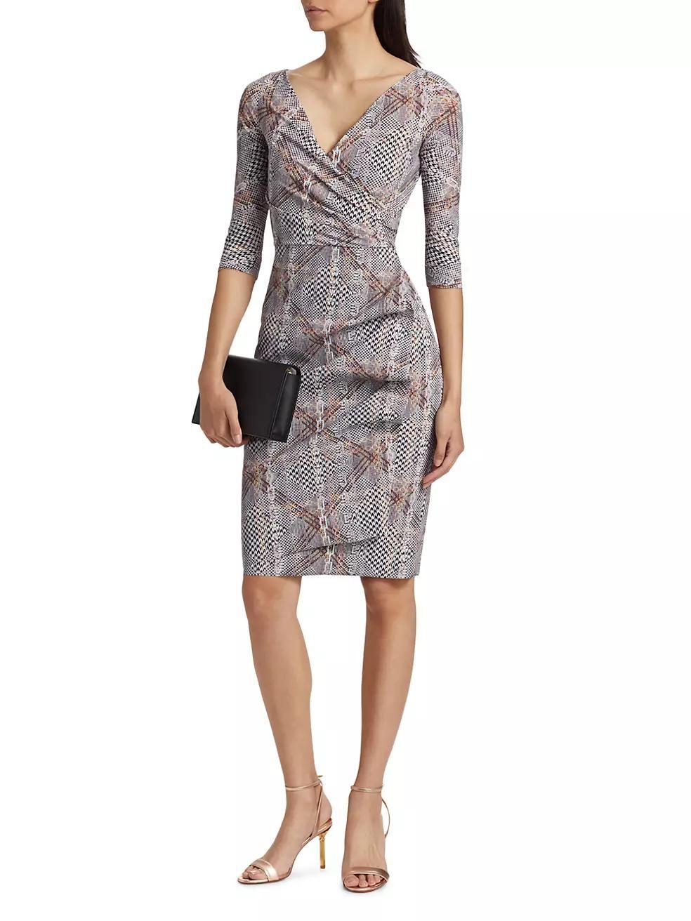 Florien Chainlink Check Surplice Midi-Dress Product Image