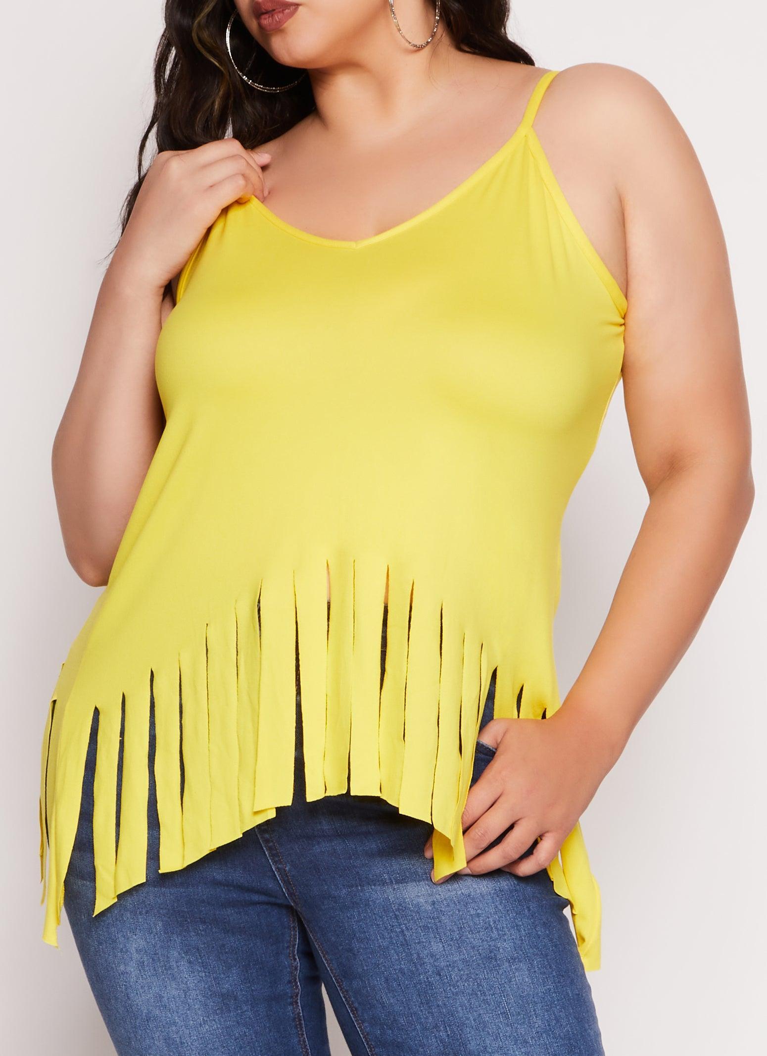 Womens Plus Size V Neck Fringe Hem Cami Product Image