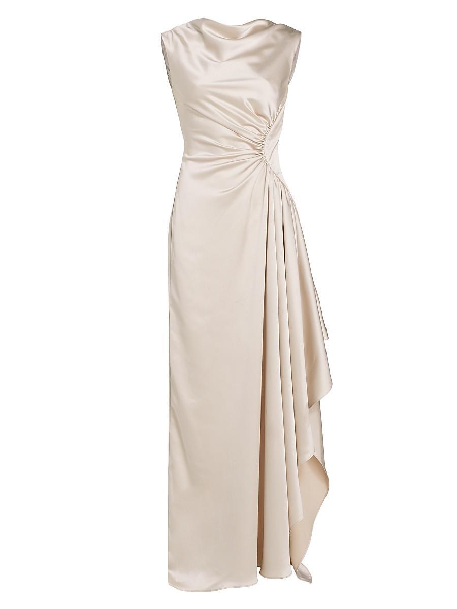 Womens Half Moon Asymmetric Satin Gown Product Image