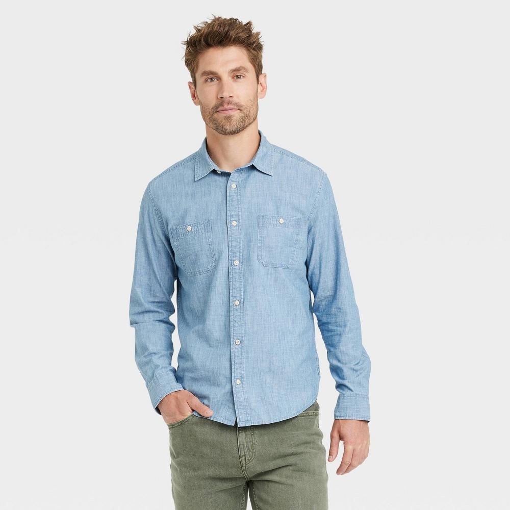 Men's Long Sleeve Denim Button-Down Shirt - Goodfellow & Co™ Product Image