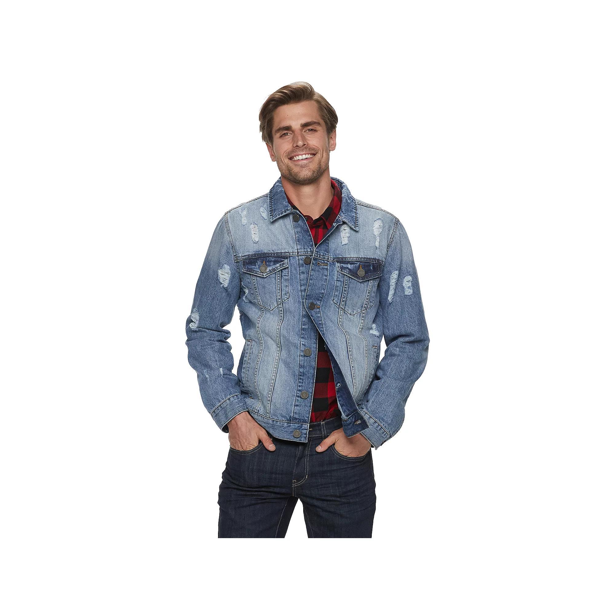 Men's Xray Washed Ripped Denim Jacket,  Product Image