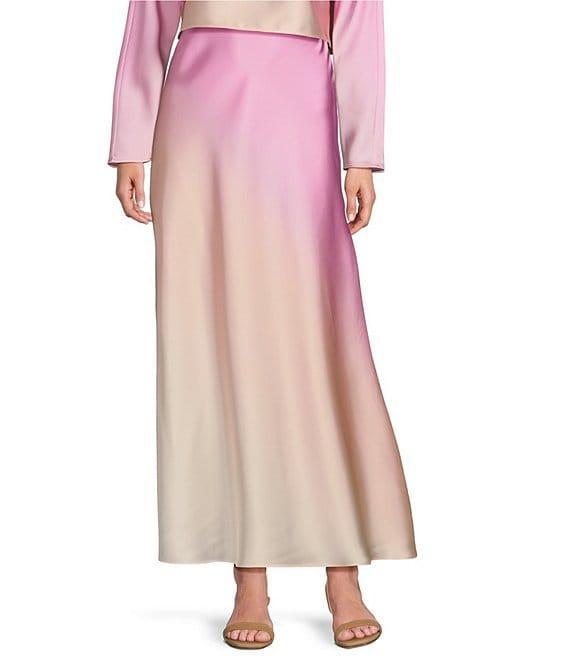 Antonio Melani Coordinating Bella A-Line Ombre Satin Midi Skirt Product Image