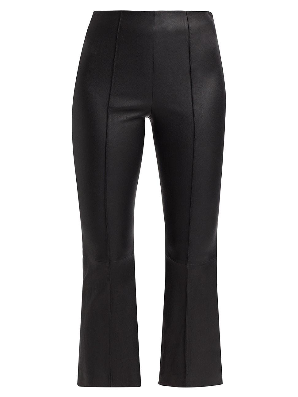 Womens Cropped Flare Stretch-Leather Pants Product Image