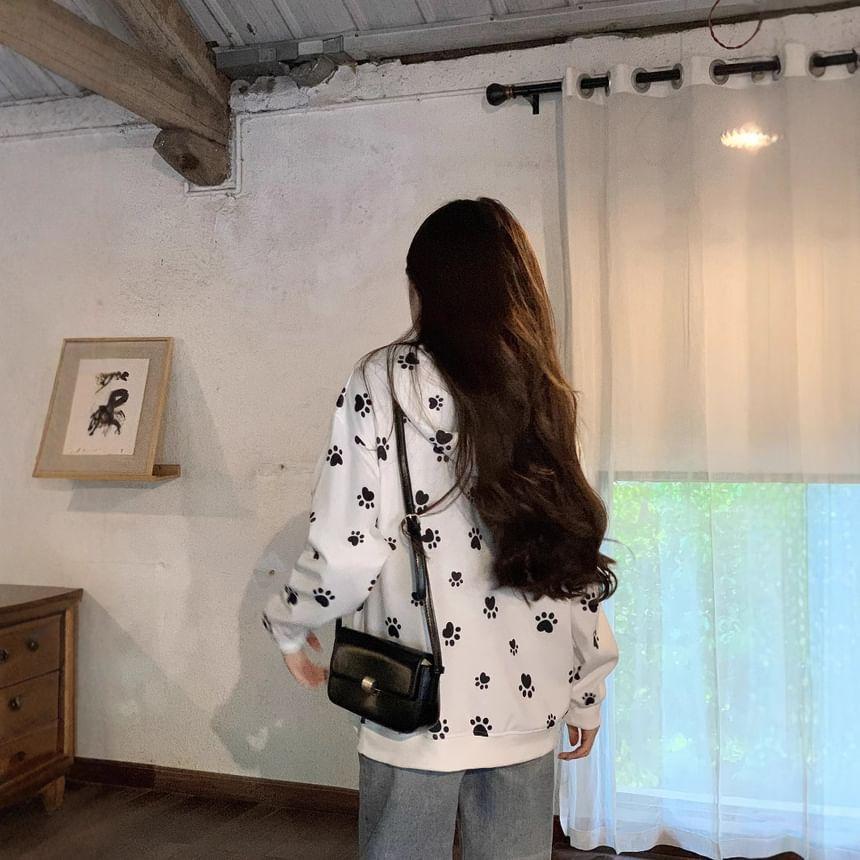 Paw Print Zip Oversized Hoodie Product Image