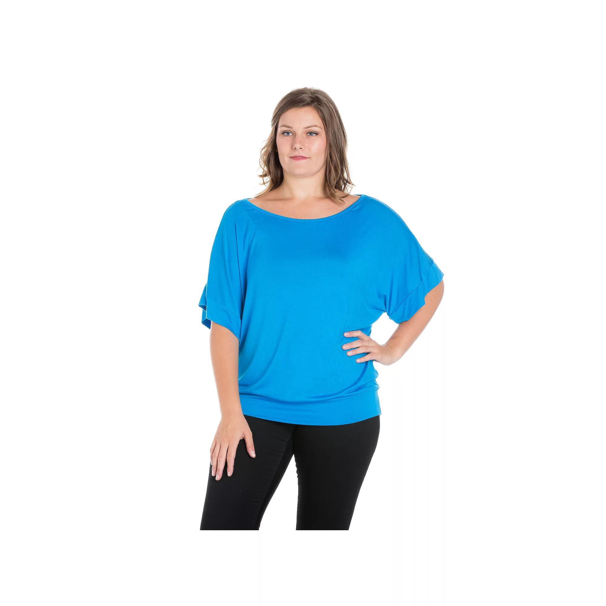 Plus Size 24Seven Comfort Apparel Short Sleeve Dolman Top, Women's, Size: 3XL, Green Product Image