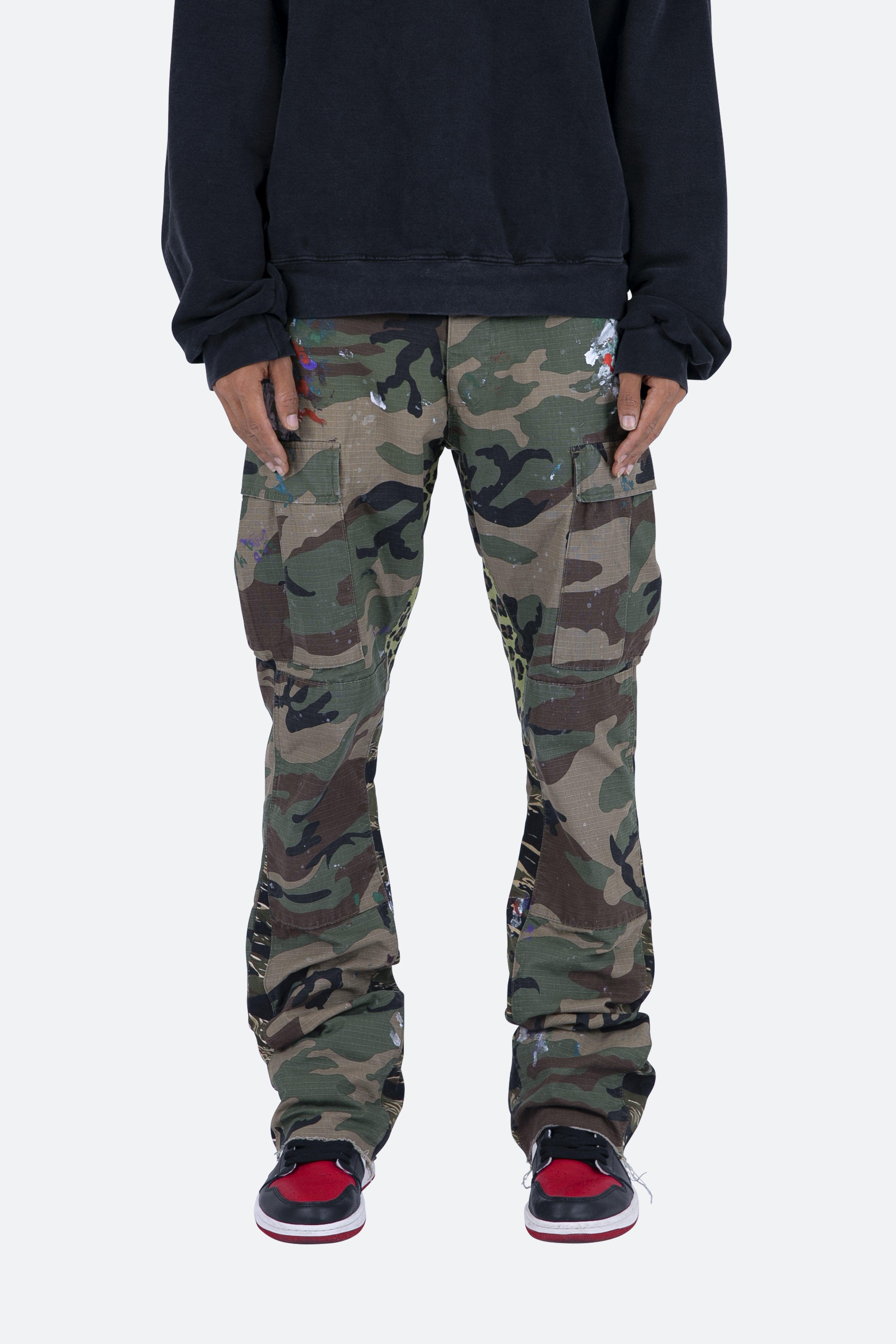 Contrast Bootcut Cargo Pants - Woodland Camo Product Image