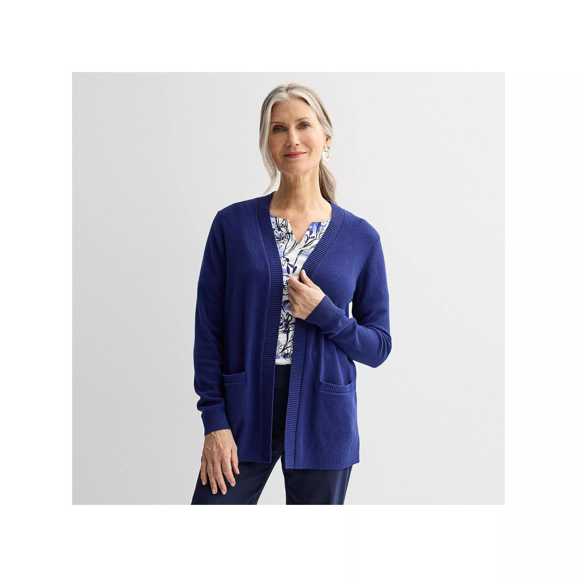 Women's Croft & Barrow® Pocket Cardigan, Size: Large, Felix Blue Product Image