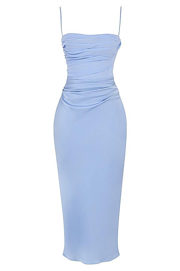 Teia  sky draped corset midi dress Product Image
