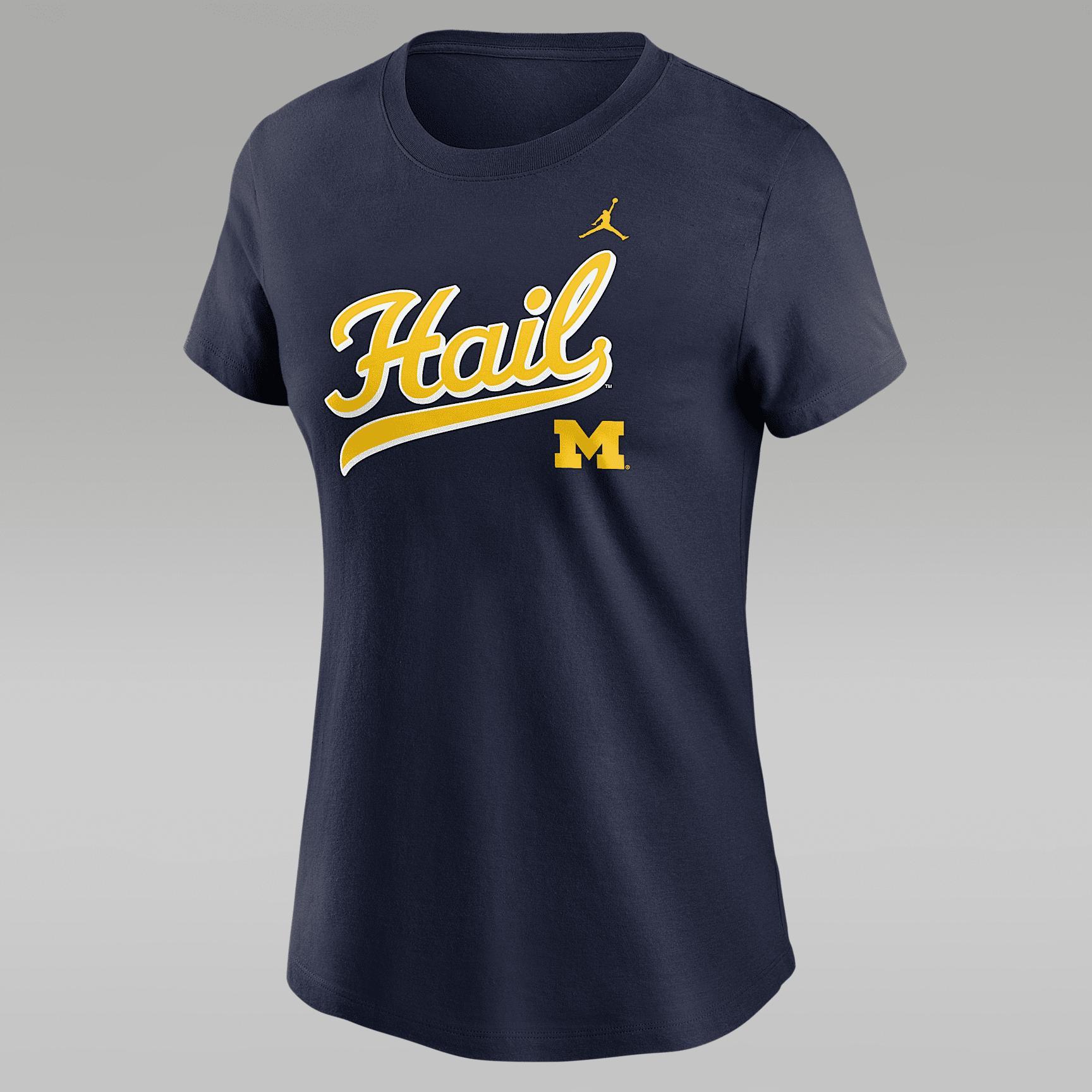 Michigan Athletic Prep Arch Local Script Nike Womens College T-Shirt | NKAF41SMWN-LN2 Product Image