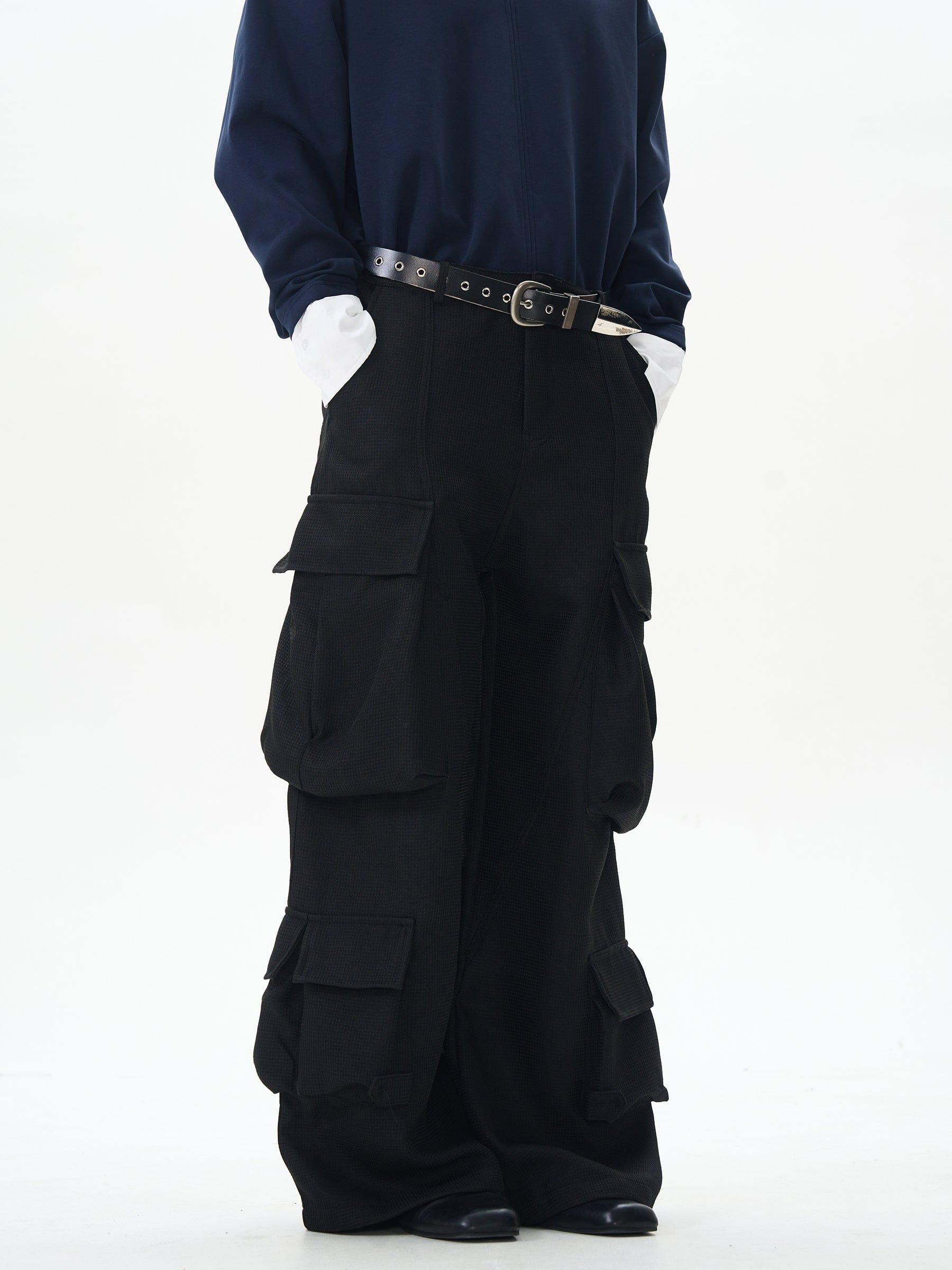 RT No. 12481 BLACK MULTI POCKET CARGO PANTS Product Image
