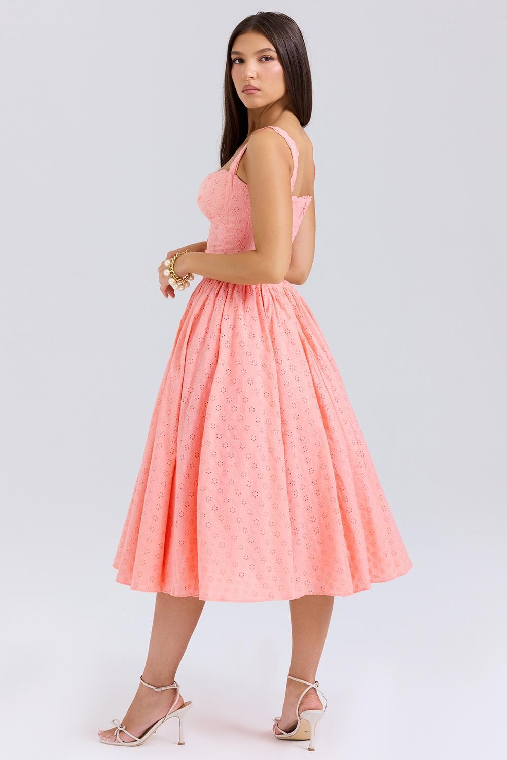 Adalyn  peach broderie anglais midi sundress Product Image
