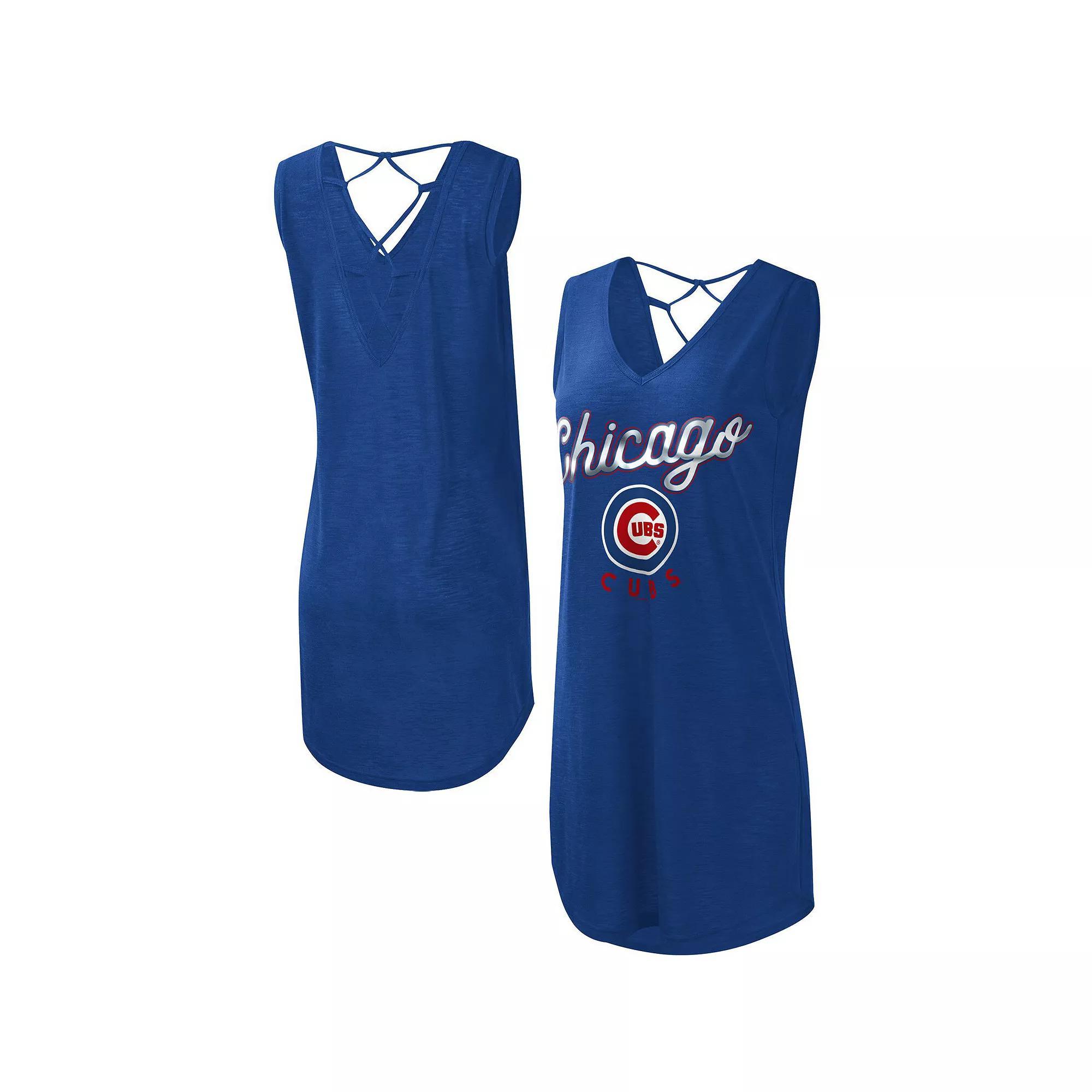 Women's G-III 4Her by Carl Banks Royal Chicago Cubs Game Time Slub Beach V-Neck Cover-Up Dress,  Product Image