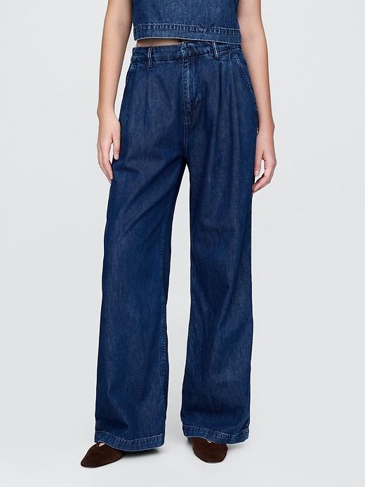 365 High Rise UltraSoft Denim Pleated Trousers Product Image