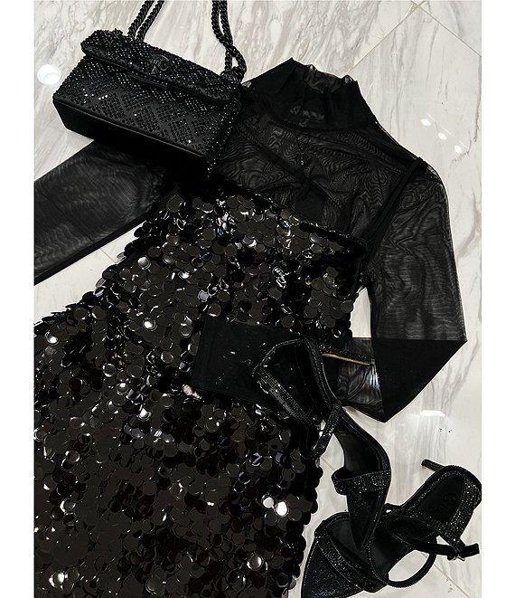 Gianni Bini Misha Mesh Long Sleeve Turtleneck Knit Top Product Image